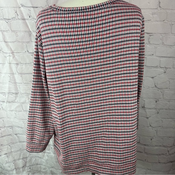 Lands' End red navy Cream Long Sleeve Boxy tunic top sz 1X cotton blend nautical - Picture 3 of 10